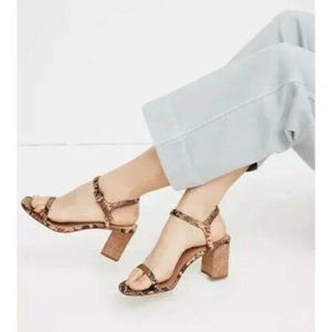 Madewell Womens The Hollie  Black Brown Snakeskin Ankle Strap Sandal Sz 7.5